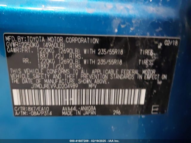 2018 TOYOTA RAV4 HYBRID JTMDJREV9JD204989 Photo 8