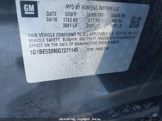 1G1BE5SM6G7271145 Chevrolet Cruze Lt Auto