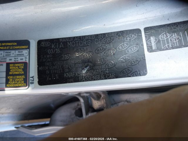 KNAFX5A89G5619214 KIA FORTE EX