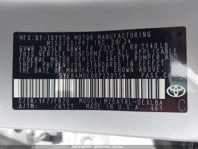 Toyota COROLLA LE 2024 5YFB4MDE0RP220154 Image 9