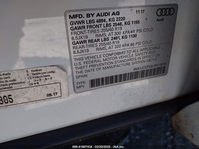 WA1JCCFS9JR019286 Audi Q3 2.0t Premium/2.0t Sport Premium