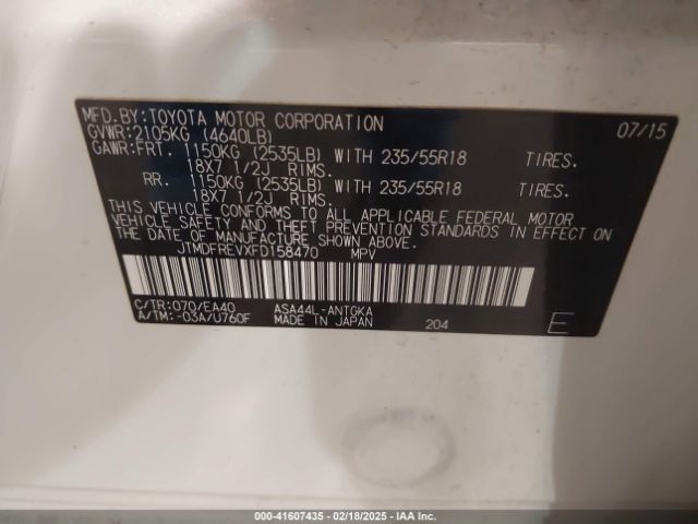JTMDFREVXFD158470 Toyota Rav4 Limited