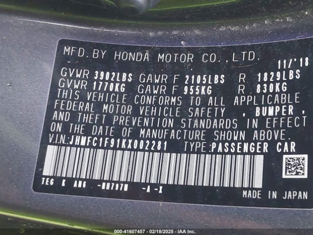 JHMFC1F91KX002281 Honda Civic Touring