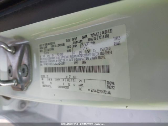 1FMCU0F75JUA24287 Ford ESCAPE S