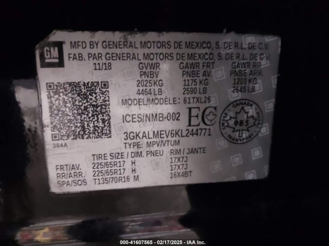 3GKALMEV6KL244771 GMC Terrain Sle