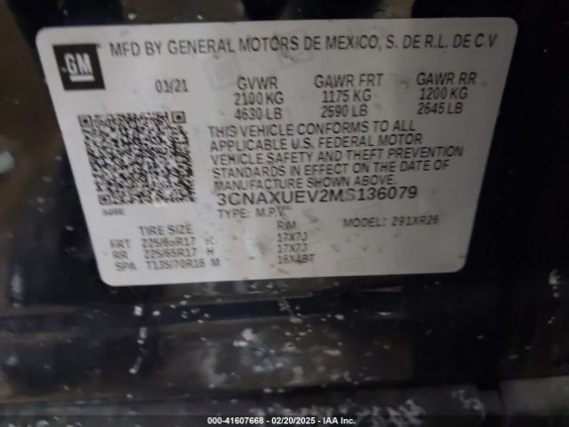 3GNAXUEV2MS136079 Chevrolet Equinox Awd Lt