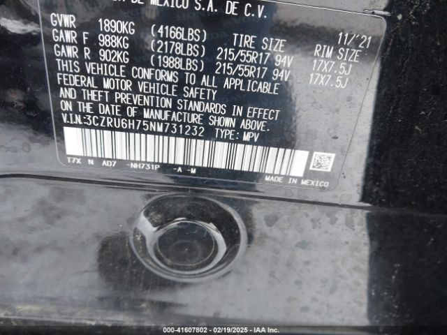 3CZRU6H75NM731232 Honda Hr-v Awd Ex-l