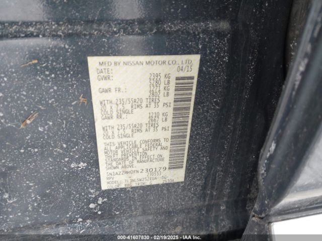 5N1AZ2MH0FN230179 Nissan Murano Platinum
