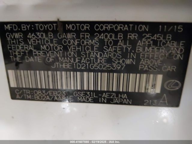 JTHBE1D21G5025397 Lexus IS 350
