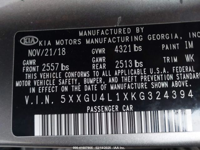 5XXGU4L1XKG324394 KIA OPTIMA EX