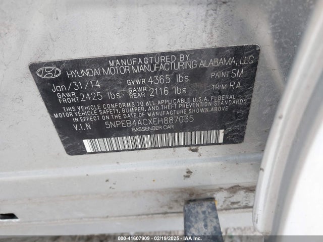Hyundai SONATA GLS 2014 5NPEB4ACXEH887035 Image 9