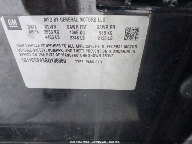 1G11C5SA3GU108669 Chevrolet Malibu Limited Lt
