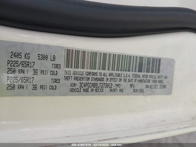 Dodge JOURNEY SE 2018 3C4PDCAB9JT273012 Image 9