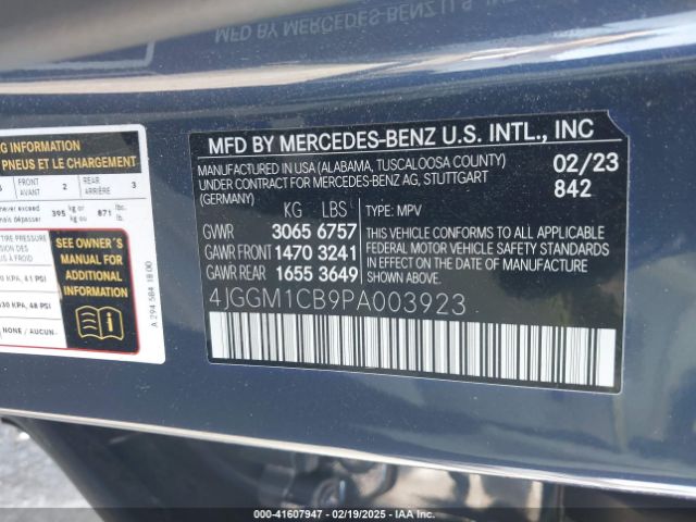 4JGGM1CB9PA003923 Mercedes-Benz Eqe 350 Suv 4matic