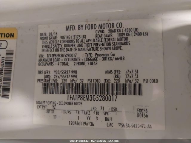 1FATP8EM3G5280017 Ford Mustang V6