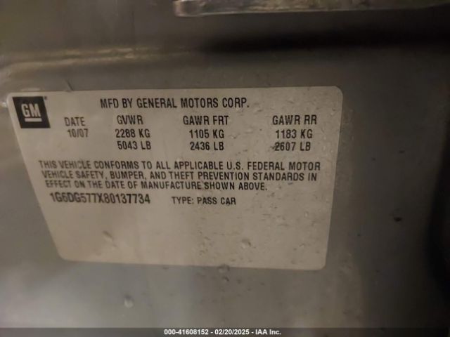 2008 CADILLAC CTS 1G6DG577X80137734 Photo 8