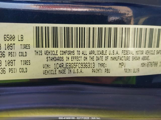 1C4RJEBG5FC936313 Jeep Grand Cherokee Limited