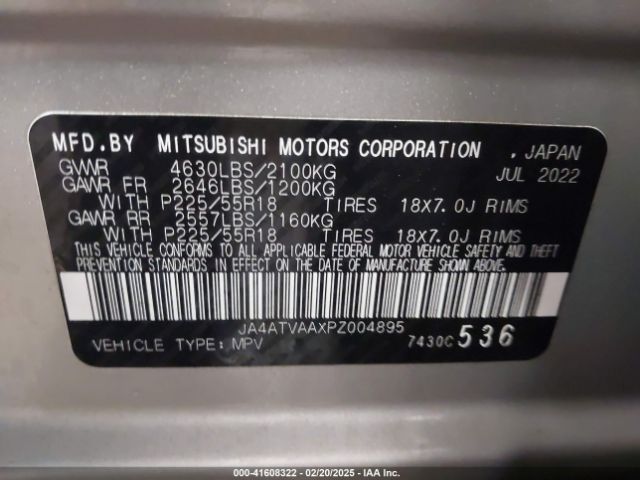 JA4ATVAAXPZ004895 Mitsubishi Eclipse Cross Le S-awc/ralliart S-awc