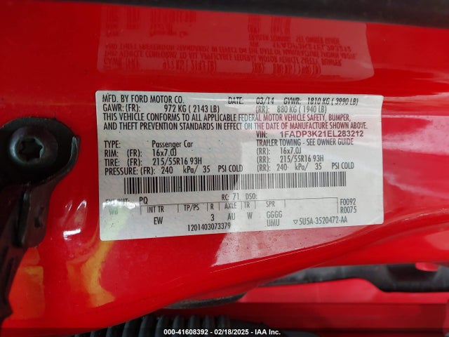 Ford FOCUS SE 2014 1FADP3K21EL283212 Image 9