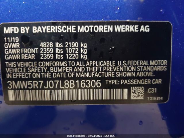 3MW5R7J07L8B16306 BMW 330i Xdrive