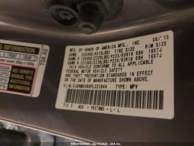 5J6RM3H99FL020944 Honda Cr-v Touring