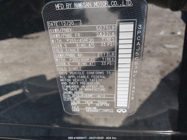 2021 INFINITI QX50 3PCAJ5CB3MF114612 Photo 8