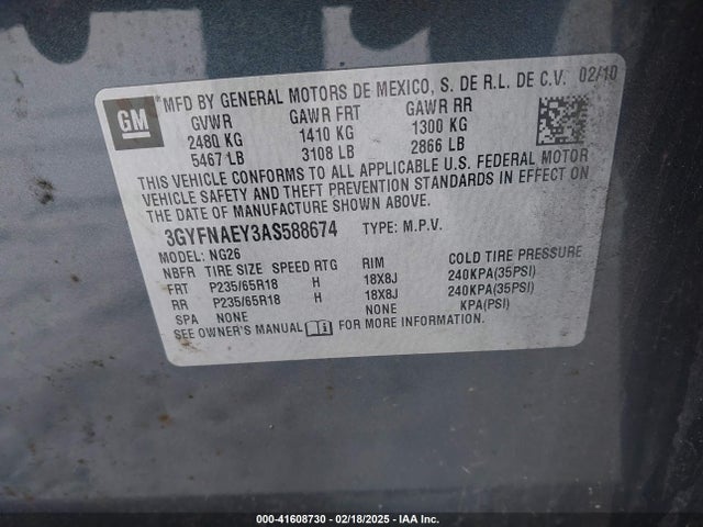 2010 CADILLAC SRX 3GYFNAEY3AS588674 Photo 8