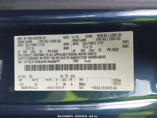 Ford F-150 Xl 2017 1FTEX1E82HFA42877 Image 9
