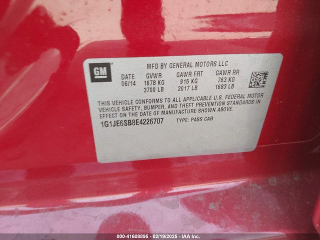 1G1JE6SB8E4226707 Chevrolet Sonic Ltz Auto