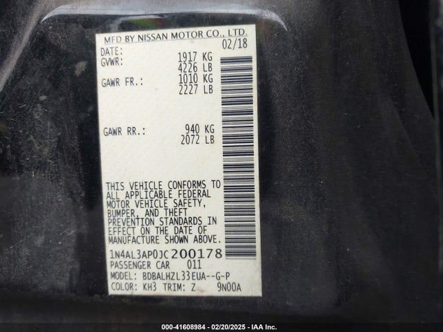 Nissan Altima 2.5 Sr 2018 1N4AL3AP0JC200178 Image 9