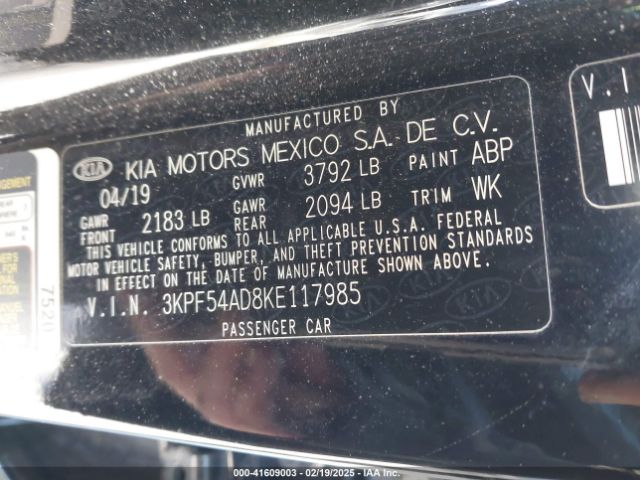 3KPF54AD8KE117985 KIA FORTE EX
