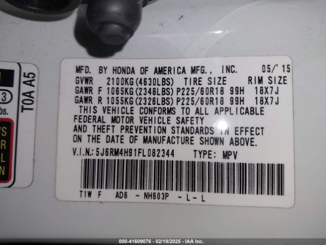 5J6RM4H91FL082344 Honda Cr-v Touring