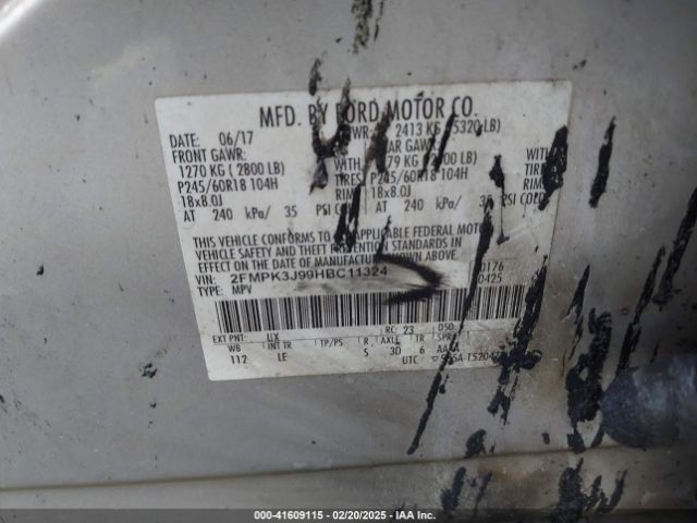 2FMPK3J99HBC11324 Ford EDGE SEL