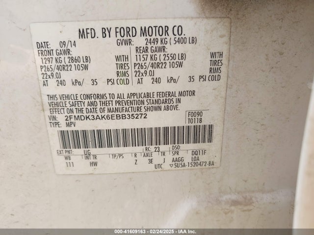 Ford 2014 2014 2FMDK3AK6EBB35272 Image 9