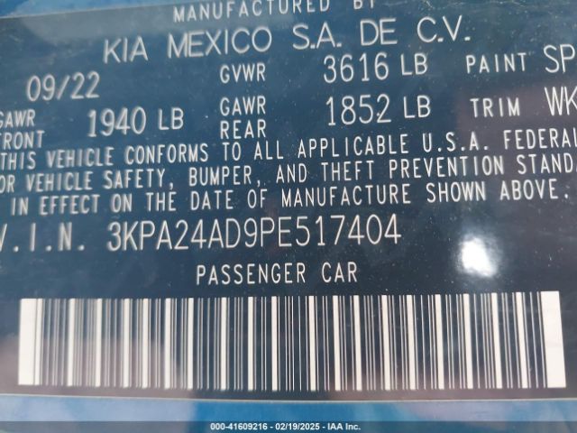 3KPA24AD9PE517404 KIA RIO S
