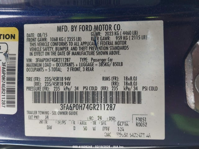 3FA6P0H74GR211287 Ford FUSION SE