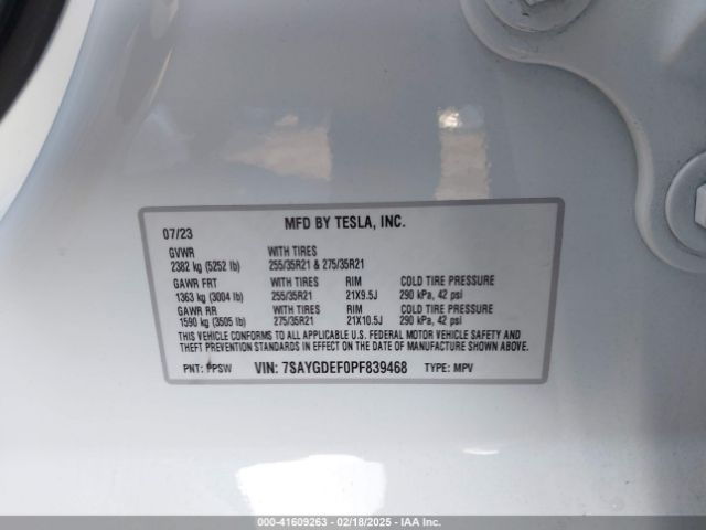 7SAYGDEF0PF839468 Tesla Model Y Performance Dual Motor All-wheel Drive