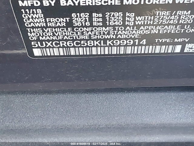 Auction sale of the 2019 Bmw X5 Xdrive40i, vin: 5UXCR6C58KLK99914, lot number: 41609519