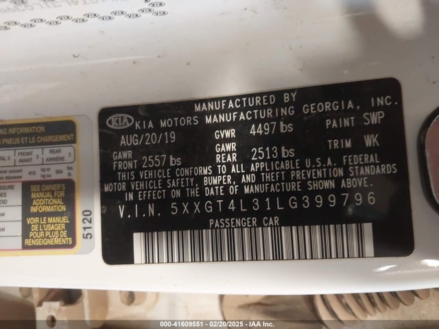 5XXGT4L31LG399796 KIA Optima Lx