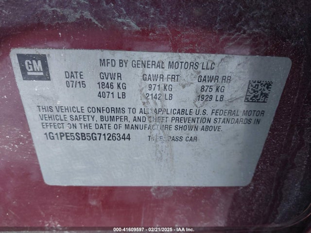 1G1PE5SB5G7126344 Chevrolet Cruze Limited 1lt Auto