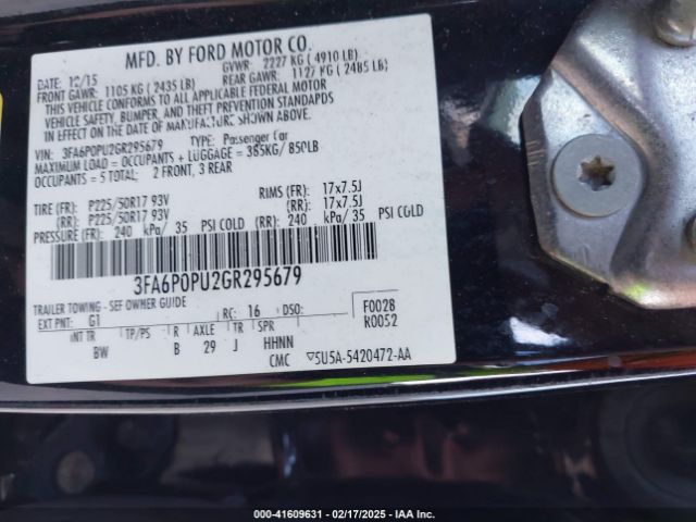 3FA6P0PU2GR295679 Ford Fusion Energi Se Luxury
