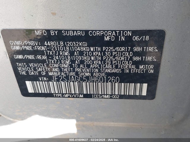 Subaru Forester 2.5i Premium 2018 JF2SJAGC5JH601260 Image 9