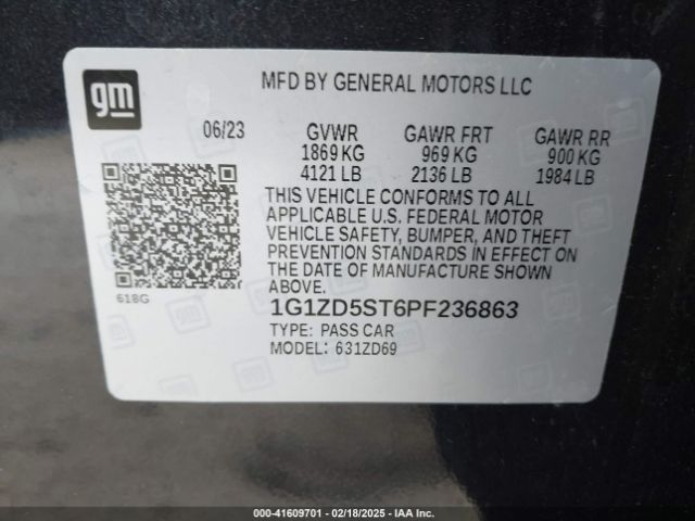 1G1ZD5ST6PF236863 Chevrolet Malibu Fwd 1lt