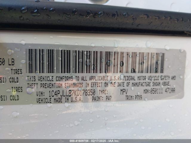 1C4PJLLB7KD178350 Jeep Cherokee Latitude Plus Fwd