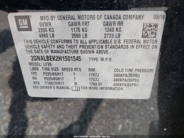 2GNALBEK2H1501545 Chevrolet EQUINOX LS