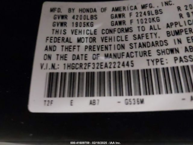 1HGCR2F32EA222445 Honda ACCORD LX
