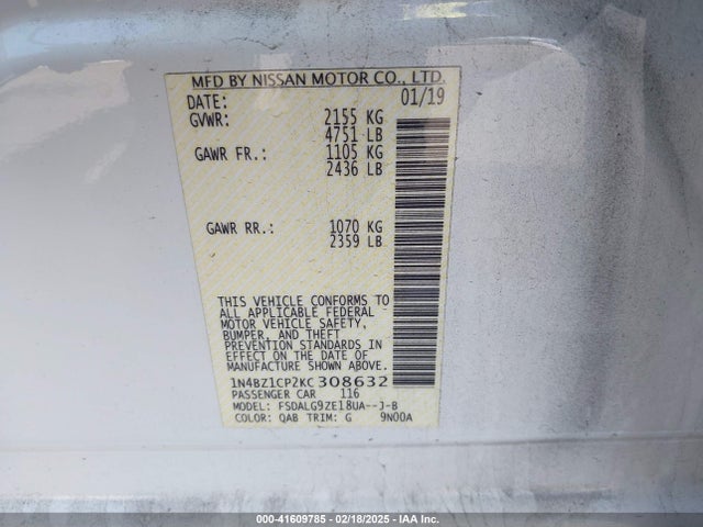1N4BZ1CP2KC308632 Nissan Leaf Sl Plus
