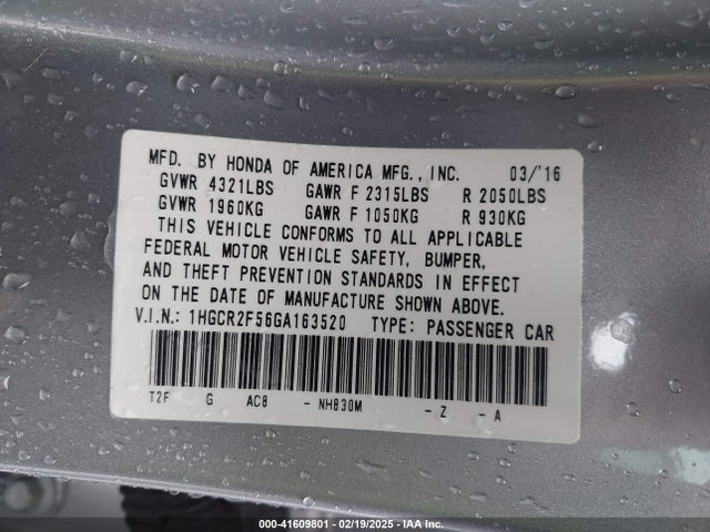 1HGCR2F56GA163520 Honda Accord Sport