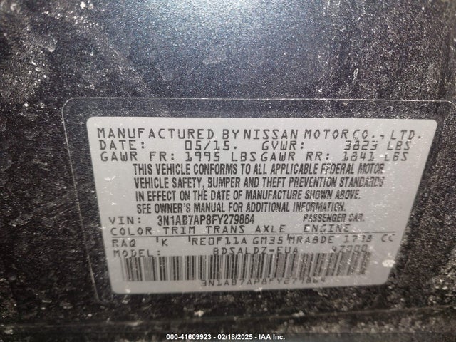3N1AB7AP8FY279864 Nissan SENTRA SV