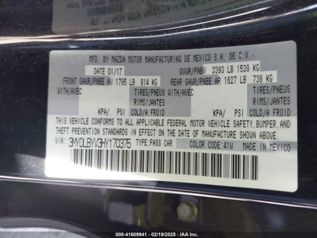 3MYDLBYV3HY170375 Toyota YARIS IA